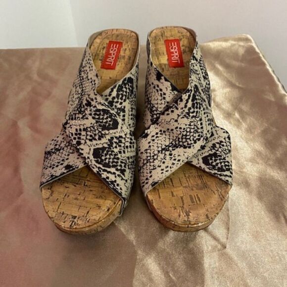 Espirit Snakeskin Cork Wedge Platform, size 7 - Picture 1 of 6